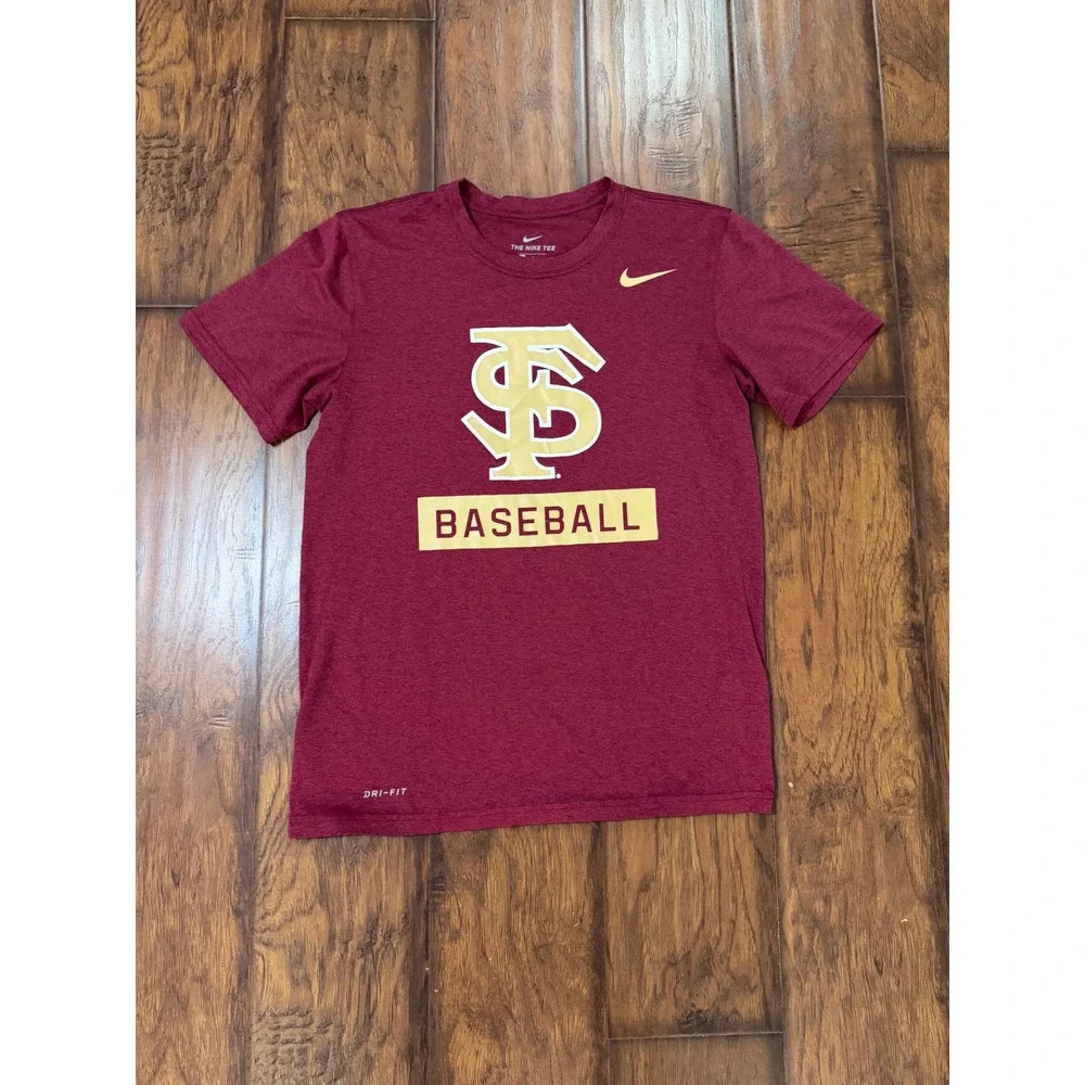 Nike FSU Seminoles Baseball Mens Small Maroon Excellent Dri-FIT Athletic T-Shirt